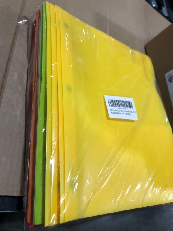 Photo 2 of WOT I Heavy Duty Plastic Folders with Pockets and Prongs - 12PCS, Extra Thick Pocket Folders with Brads/Card Slot, for Letter Size Sheets, Bright Colors School Work and Home 12PCS Heavy Duty 2 Pockets&3 Prongs