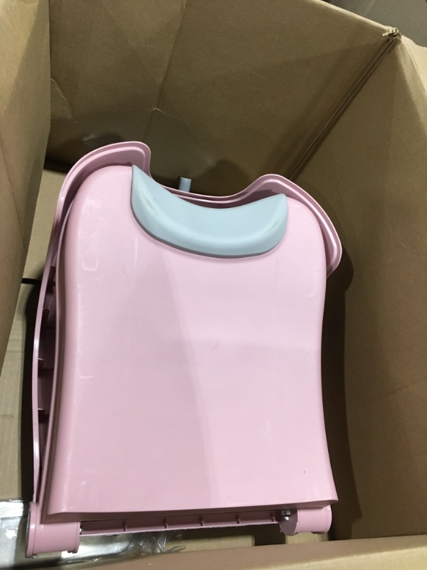 Photo 2 of Adjustable Children's Shampoo Chair is Suitable for 3-10 Years Old Bath seat Bathtub Household Foldable Moisture-Proof Clothes Design Pink