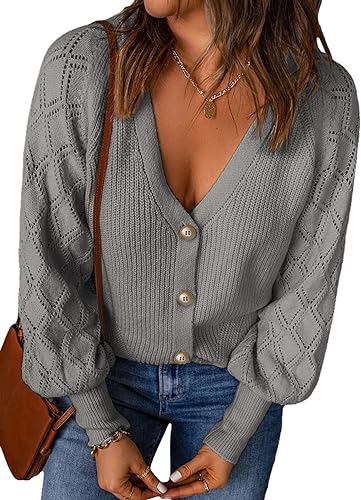 Photo 1 of Atanivo Women Long Sleeve Open Front Knit Button Down V Neck Cardigan Sweater SIZE MEDIUM