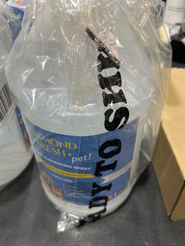 Photo 2 of Diamond Fresh Pet Odor Spray for Dog & Cat, Pet Urine Eliminator for Home, Pee Deodorizer, Fabric Freshener, Smell Protector Against Smells from Dogs, Cats, All Pets, Gal + Bonus Spray Bottle 128 Fl Oz (Pack of 1)