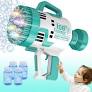 Photo 1 of 108 Holes Bubble Machine Gun - 2023 Upgraded Light Up Bubble Bazooka with Bubble Solution Electric Cannon Gun Blaster Bubbles Maker, Summer Outdoor Toys Gift for Birthday Wedding Party (Blue)