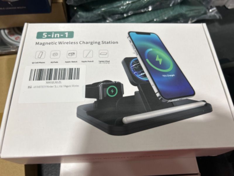 Photo 2 of Magnetic Wireless Charger, 4 in 1 Wireless Charging Station for iPhone 14/13/12 Pro/Pro Max/Mini?Detachable Wireless Charging Stand for iWatch SE/6/5/4/3/2,Airpods 3/2/Pro,Pencil 2?With QC3.0 Adapter?