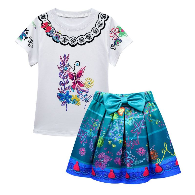 Photo 1 of (5T) Girls Birthday Clothes Encanto Short Sleeve Shirt Skirt Bag Set Princess Party Outfit for Girl Gift 120
