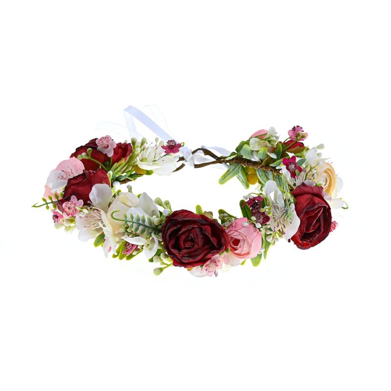 Photo 1 of  Women Girls Adjustable Rose Flower Crown Floral Crown Garland Wedding Festival Party Headpiece