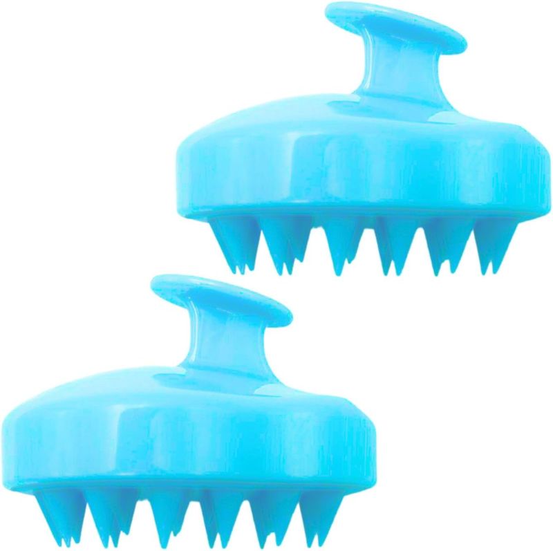 Photo 1 of 2pcs Scalp Massager Silicone Shampoo Brush Shower Scalp Scrubber - Hair Washing, Head Massage, Hair Care (Light Blue 2pcs)