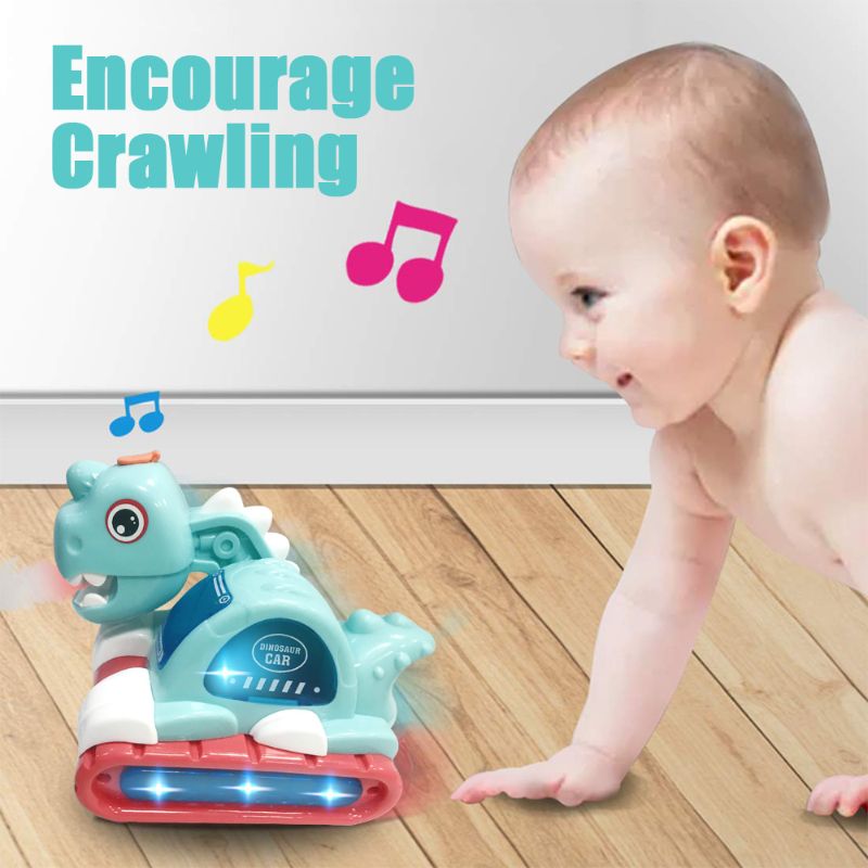 Photo 1 of  Musical Dinosaur Car Toy, Early Crawling Developmental Toys for 1-3 Years Old Kids, Blue