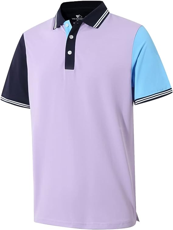 Photo 1 of (M) VEBOON Polo Shirts Short Sleeve for Men Cotton Blend Pique Moisture Wicking Color Block Casual Collared Shirts