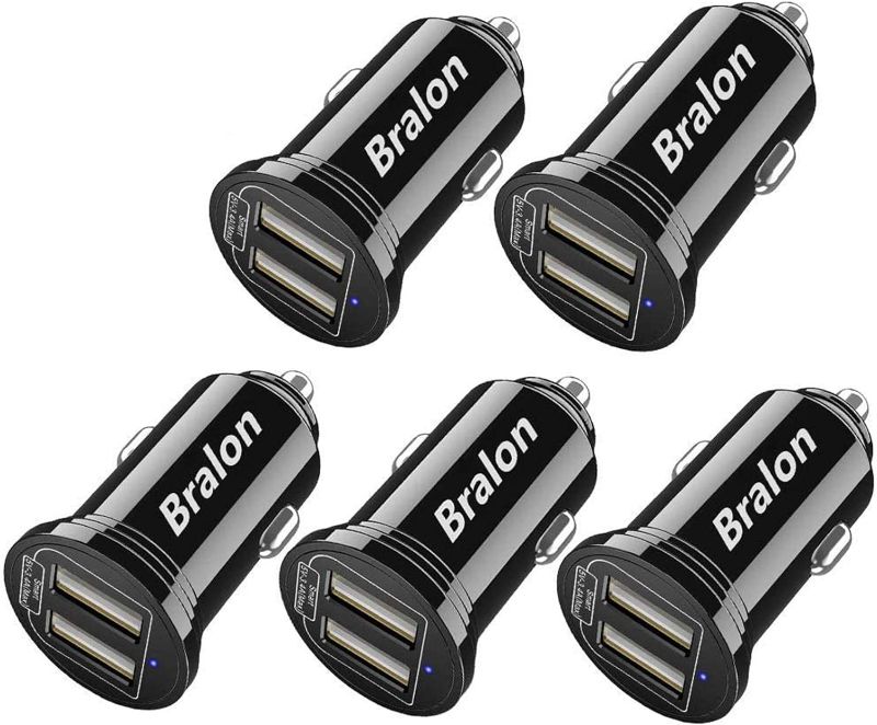 Photo 1 of USB Car Charger[5-Pack],Bralon 24W/4.8A Mini 2 USB Fast Car Charger Adapter Compatible with iPhone 11 11 Pro(Max) Xs Max X 8 7,Galaxy Note S10 S9 S8 S7 S6 Edge,iPad Pro/Air/Mini and More