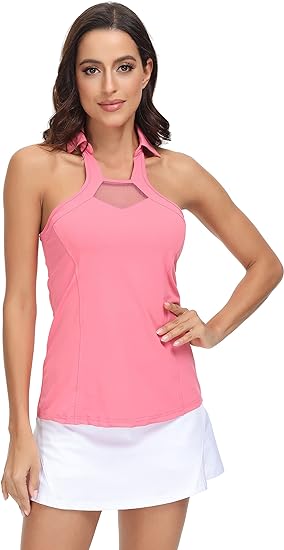 Photo 1 of (XL) TrendiMax Womens Sleeveless Golf Shirt Mesh Racerback Polo Shirts Moisture Wicking Athletic Workout Tank Tops for Women