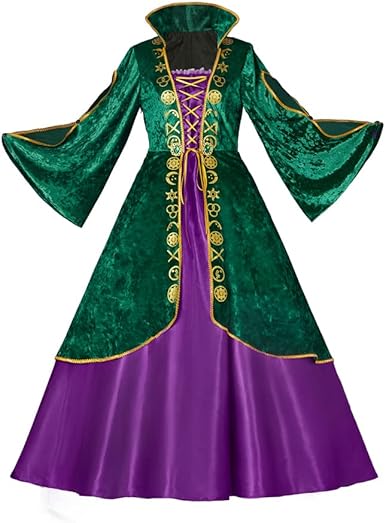 Photo 1 of 3XL Winifred Sanderson Costume Dress Green Witch Cosplay Costume Robe Gown for Women 