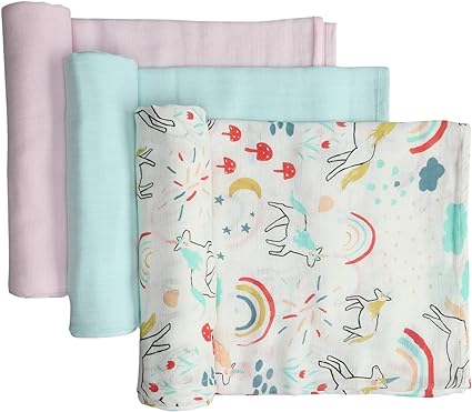 Photo 1 of Comfy Cozy Sleep Muslin Swaddle Blankets 3 Pack Breathable, Pure Soft & Silky - Bamboo Cotton Muslin Blanket, Organic and Skin Friendly - Unisex Baby Blankets for Girls & Boys. Large 47 x 47 Inches 