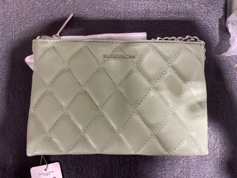 Photo 1 of DAVIDJONES Women's Quilted Crossbody Bag,Faux Leather Top Zip 2 Compartments Shoulder Clutch Purse with Chain Strap