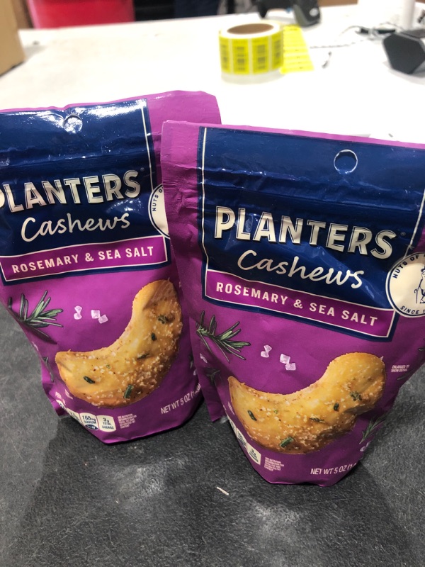 Photo 1 of 2 pack of PLANTERS Cashews Rosemary & Sea Salt, Party Snacks, 5 Oz Bag PLANTERS Cashews Rosemary & Sea Salt Flavored, 5 oz