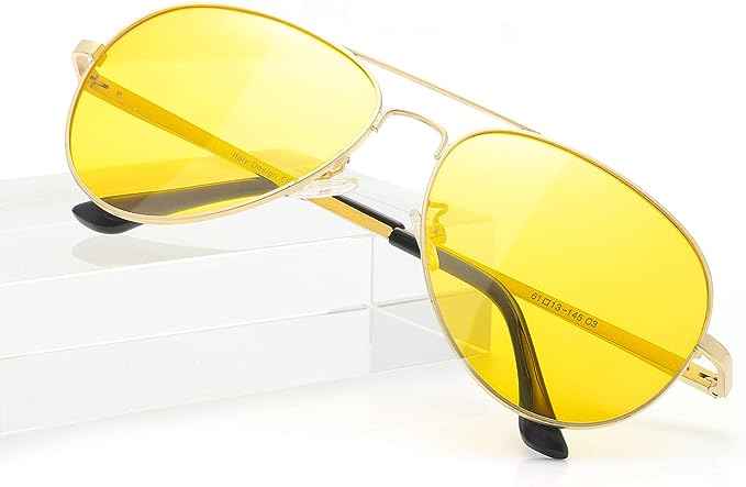 Photo 1 of  Aviator Night-Vision Driving Anti-Glare Glasses, Polarized Yellow Night Guide Rainy Safe Glasses
