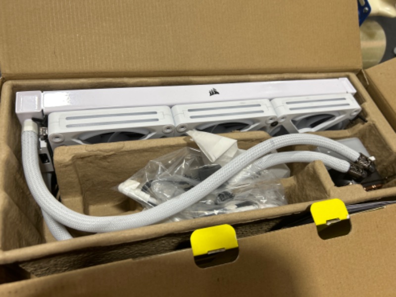 Photo 1 of CORSAIR iCUE Link H150i RGB Liquid CPU Cooler - 360mm AIO - QX120 RGB Fans - Fits Intel® LGA 1700, AMD® AM5 - iCUE Link System Hub Included - White
