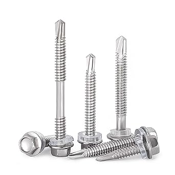 Photo 1 of 40PCS #14 x 1-1/2" to 2-7/8" Self Drilling Screws for Metal, 410 Stainless Steel Sheet Metal Screws, Hex Head TEK Self Tapping Screws Assortment for Building and Repair
