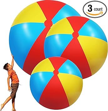 Photo 1 of Chitidr 3 Pcs 60''/48''/40'' Giant Inflatable Beach Balls Large Rainbow Color Beach Balls Jumbo Plastic Inflatable Balls for Adults Family Massive Water Games for Pool Swimming Party Supplies
