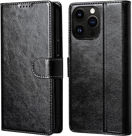 Photo 1 of WallchauG iPhone 14 Wallet Case - Premium PU Leather, RFID Blocking, Shockproof Flip Cover with Card Holders & Stand, Durable & Perfect Fit for Men and Women, 2022 Edition, 6.1 Inch - Black
