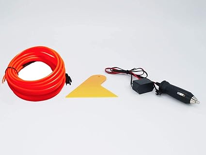 Photo 1 of Reyzauyr El Wire Orange, Flexible El Neon Wire Rope Neon Glowing Strobing Electroluminescent Wire 12V Neon Lights for Car Decorations Rope Lights(3m/9ft, Orange)
