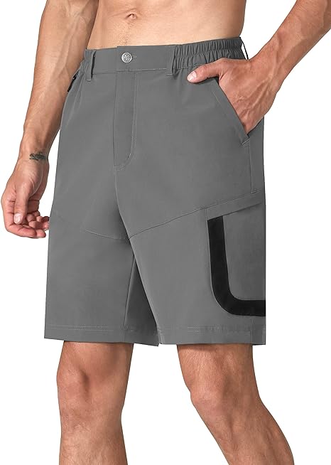 Photo 1 of EZRUN Men's Hiking Cargo Shorts Casual Golf Shorts Outdoor Work Shorts with Multi Pockets for Travel Fishing Camping Large
