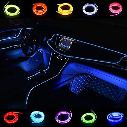 Photo 1 of Reyzauyr El Wire Blue, Neon Lights, DC 12V Flexible Soft Tube Wire Lights Neon Glowing Car Rope Strip Light for Car Interior Decoration(2m/6ft, Blue)
