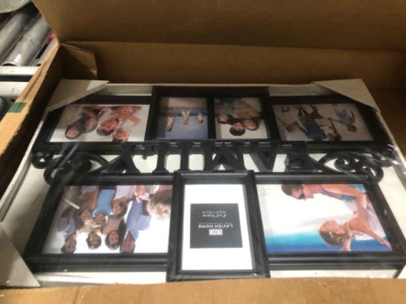 Photo 1 of Lavish Home 80-COLL-3 Family Collage Picture Frame, Black Matte 7 Frame (4x6) & (5x7)