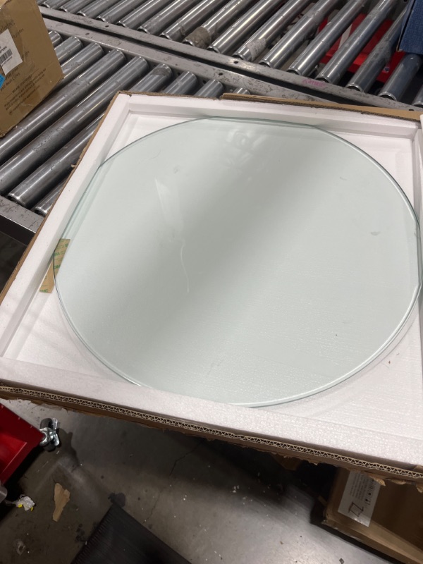 Photo 2 of 24" Inch Round Glass Table Top - Tempered - 3/8" Inch Thick- Pencil Polished 24 inch 3/8" thick - Pencil polished