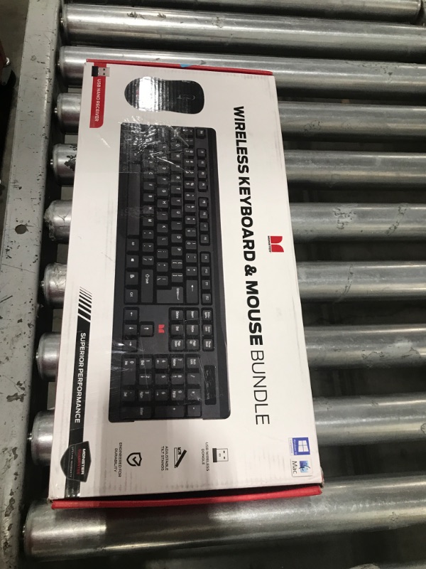 Photo 3 of Monster Wireless Keyboard and Mouse Combo - Full-Size Cordless Keyboard with Numeric Keypad for Windows and Mac, Ergonomic Wireless Mouse with Adjustable DPI Options, Desktop Set