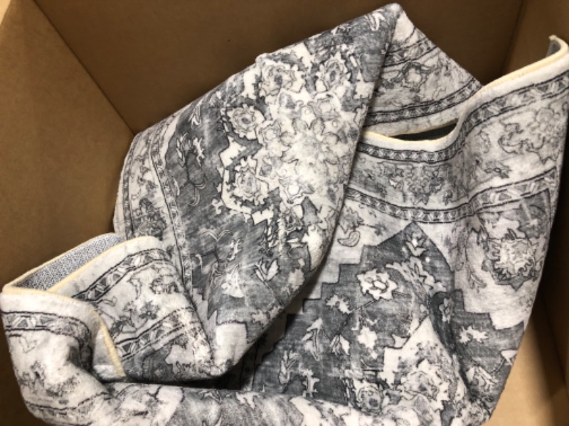 Photo 1 of Bsmathom Retro Distressed Runner Rug 2x10, Non-Slip Non-Shedding Hallway Rug Runner, Machine Washable Vintage Low-Pile Kitchen Mat for Hallway Laundry Living Bathroom, Grey Grey 2'x10'