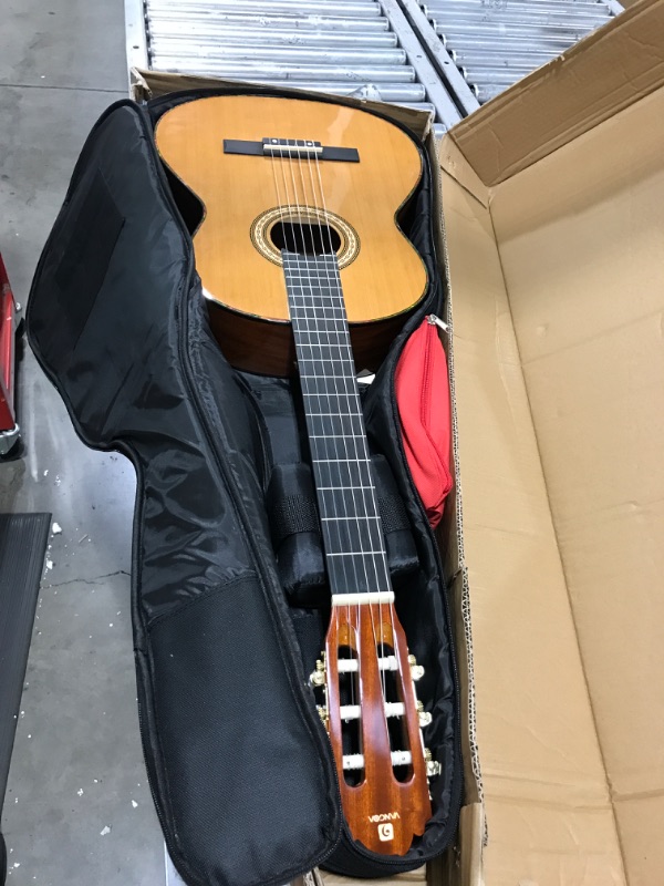 Photo 2 of Classical Guitar Full Size 4/4 Spanish Style Classical Guitarra, 39 Inch Nylon Strings Guitar Ideal for Beginner Adults, Solid Cedar Top, by Vangoa Full Red Cedar