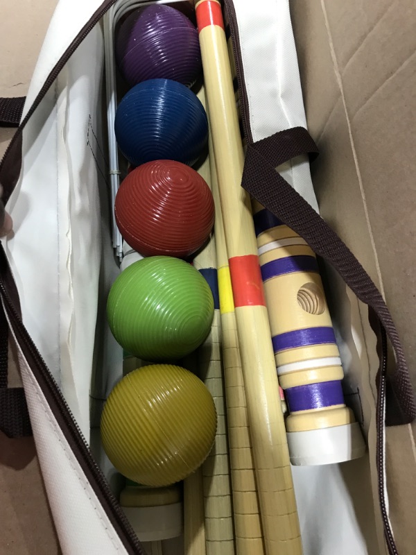 Photo 2 of ropoda Six-Player Croquet Set with Wooden Mallets, Colored Balls, Sturdy Carrying Bag for Adults &Kids, Perfect for Lawn,Backyard,Park and More 