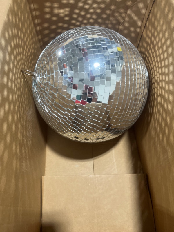 Photo 2 of 12" Disco Ball Mirror Ball Disco Party Decoration Stage Light Dj Light Effect Home Business Christmas Display Decoration Silver