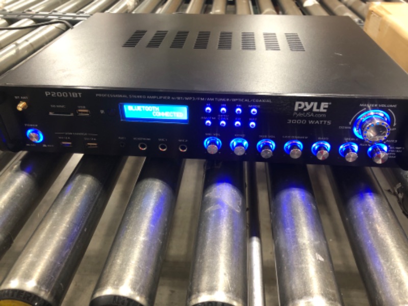 Photo 2 of PYLE Multi Channel Bluetooth Preamplifier Receiver - 2000 Watt Audio Home Speaker Sound Stereo Receiver W/ Radio, USB, Headphone, Aux, RCA, Dual Microphone W/ Echo, Led, Wireless Streaming - P2001BT