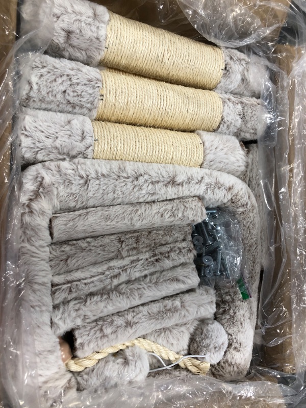 Photo 1 of Hey-brother Large Multi-Level Cat Tree Condo Furniture with Sisal-Covered Scratching Posts, 2 Bigger Plush Condos, Perch Hammock for Kittens, Cats and Pets, Muchroom MPJ020MU 21.7"×15.7"×61.0" Muchroom