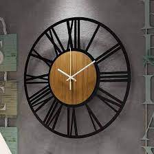 Photo 1 of 1st owned Wall Clock for Home Decor - Antique 24 Inch Wood Wall Clocks Battery Operated Nearly Silent Little Ticking Simple Minimalist Roman Numbers Clock Decorative for Bedrrom 60CM Black
