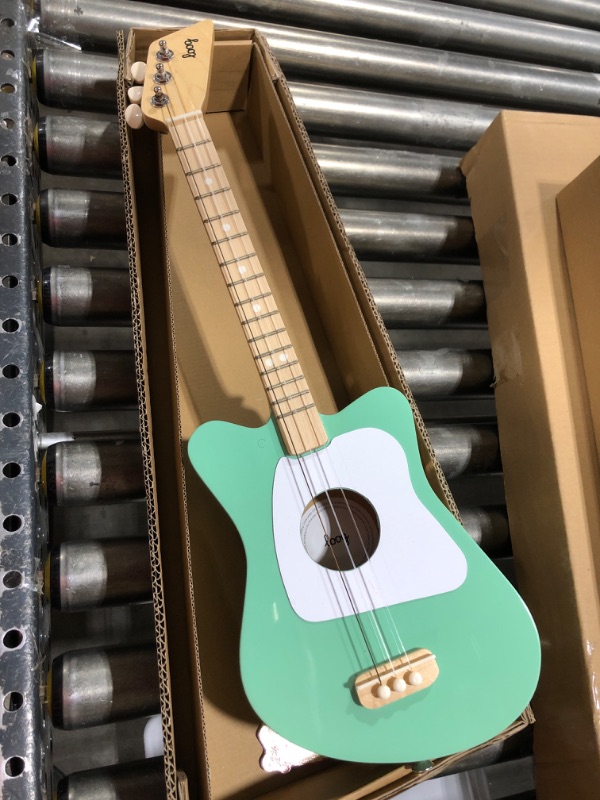 Photo 2 of Loog Mini Acoustic Kids Guitar, Mini Stand and Strap Bundle for Beginners, Ages 3+ (Green)