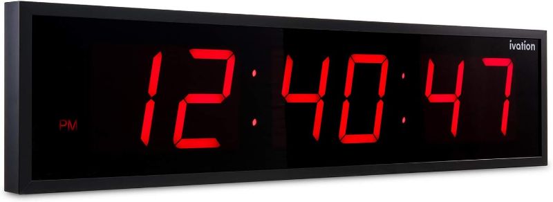 Photo 1 of Ivation Huge Large Big Oversized Digital LED Clock - Shelf or Wall Mount (24 Inch - Red) | 6-Level Brightness, Mounting Holes & Hardware Red 24 Inches Wide