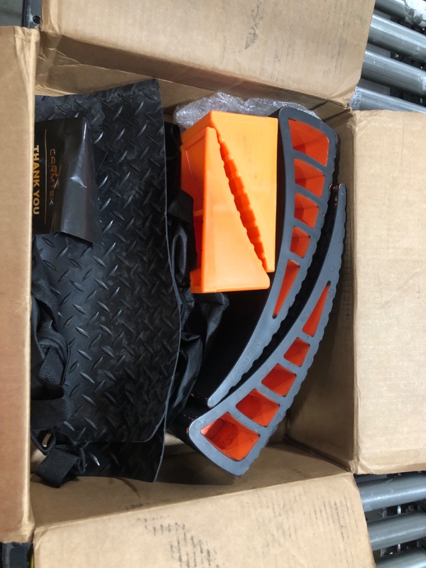 Photo 1 of CARMTEK Camper Leveler Premium Kit - Curved RV Levelers with Camper Wheel Chocks, Rubber Mats and Carry Bag | Faster Camper Leveling Than RV Leveling Blocks