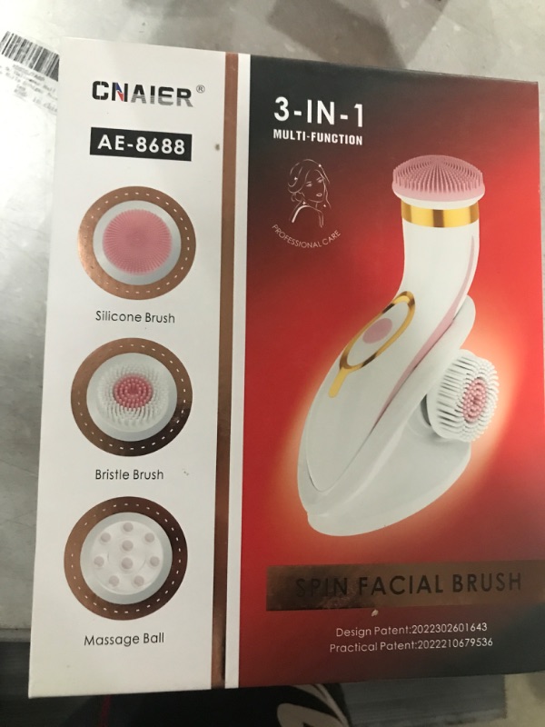 Photo 2 of  Face Brush Cleansing Set-with 3 Exfoliating Brush Heads-USB Charging-Waterproof Facial Spa System-Deep Scrub and Gentle Exfoliation (New Pink)