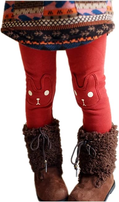 Photo 1 of BOWKITE Kids Girls Winter Leggings Bunny Printed Thick Warm Fleece Pants for 6-7 Years