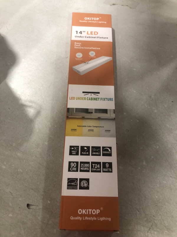 Photo 2 of OKITOP Under Cabinet Lights Hardwired or Plug in 14'' 9W Kitchen Lights Under Cabinet High Lumen Output Selectable Brightness Tunable White 3000K-5000K CRI>90 Quick Installation ETL Energy Star