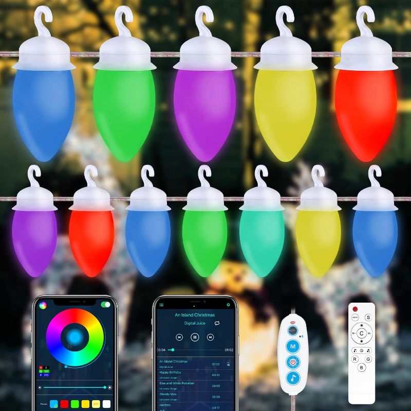 Photo 1 of TISOFU Smart Outdoor String Lights with 20 Dimmable IP65 Waterproof Warm White LED Bulbs APP & Remote Control String Lights (Modern)