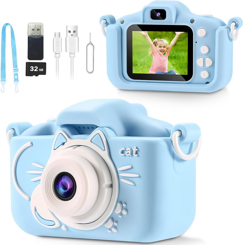 Photo 1 of DEVA Kids Digital Camera for Girls/Boys,FILP Len Camera Toy for Toddler,HD 1080P Video/with 32GB SD Card/Selfie Camera, Christmas Birthday Gifts Toys Camera for Kids?Blue