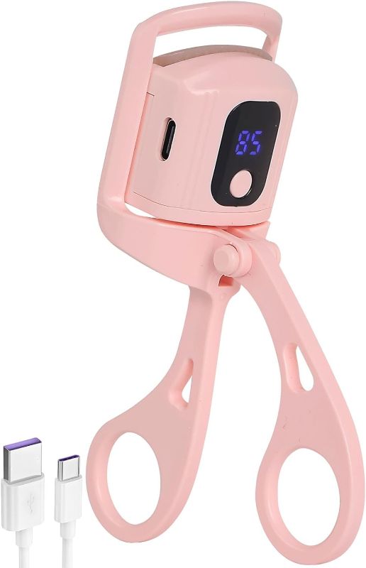 Photo 1 of AIZIXIN Heated Eyelash Curlers, Upgraded Version with Temperature Display Heated Lash Curler, 3 Heating Modes with Sensing Heating Silicone Pad, Rechargeable Electric Eyelash Curler(Pink)
