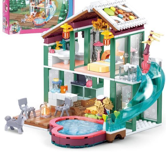 Photo 1 of  Building Blocks Set Toy-439pcs Hot Spring Vacation House Building Bricks Kit Toys for Kids, Girls Boys Building Blocks Construction Educational Toys Nice Gift for Kids Age 6 7 8 9 10 11 12