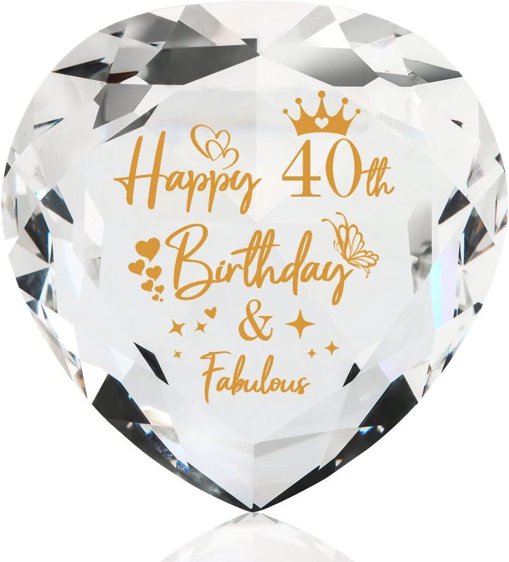 Photo 1 of 40th Birthday Gifts for Women Men, Crystal Diamond for 40th Birthday Decorations, 40 Year Old Birthday Gifts Ideas for Men Women Husband Wife Mom Dad Parents Friend