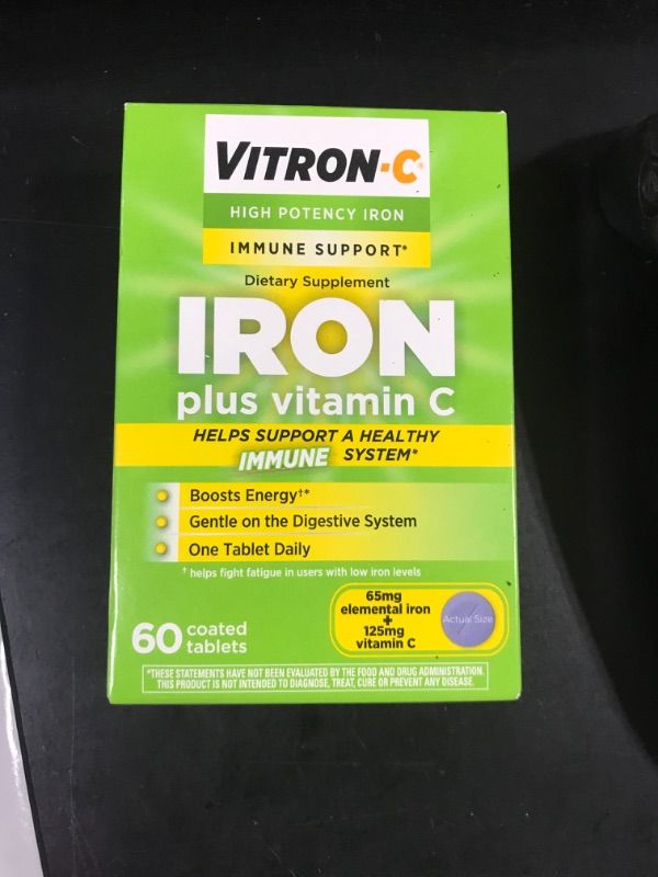 Photo 2 of Vitron-C Iron Supplement & Immune Support, Once Daily, High Potency Iron with Vitamin C, Dye Free Tablets, 60 Count 60 Count (Pack of 1) Immunity
01/24