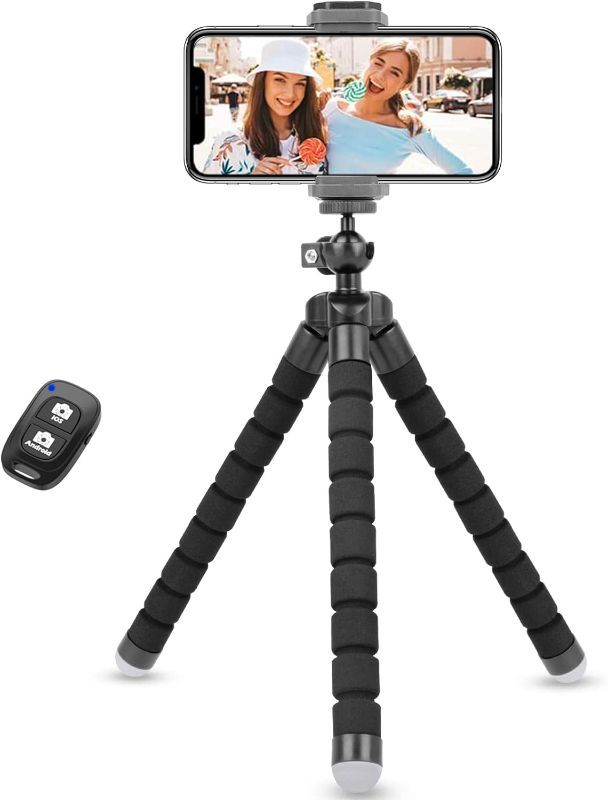 Photo 1 of Phone Tripod, Torjim 2020 Version Mini Cell Phone Tripod with Wireless Remote Control & Phone Holder, 360°Rotation Flexible Travel Tripod for Smartphone, DSLR Camera
