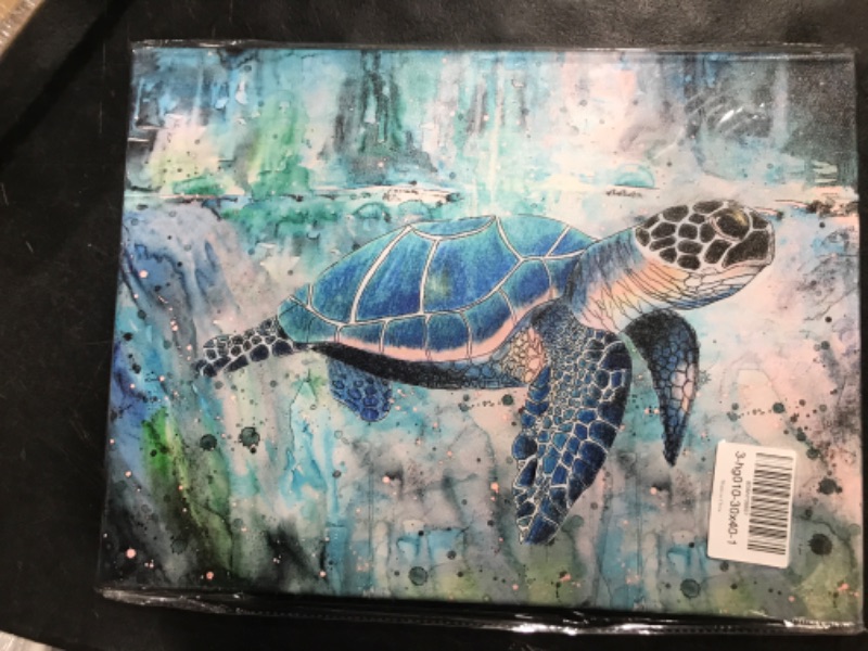 Photo 2 of Bathroom Wall Decor Canvas Prints Sea Turtle Wall DecorTeal Watercolor Painting Beach Theme Artwork 1 Panels Framed for Bedroom Living Room Bedroom Home Office Decorations 12x16x1 Turtle Wall Art 12x16inx1 Sea Turtle Prints