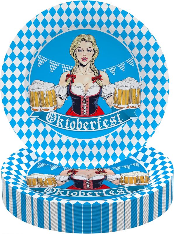 Photo 1 of 2 PACK-Tbsone Oktoberfest Plates, Oktoberfest Party Supplies, Oktoberfest Decorations Including 50 PCS 9'' Higher Quality Disposable Paper Plates 